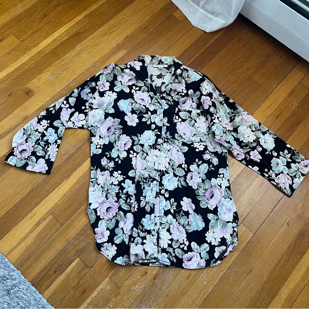 Vtg Floral Christian Dior button down